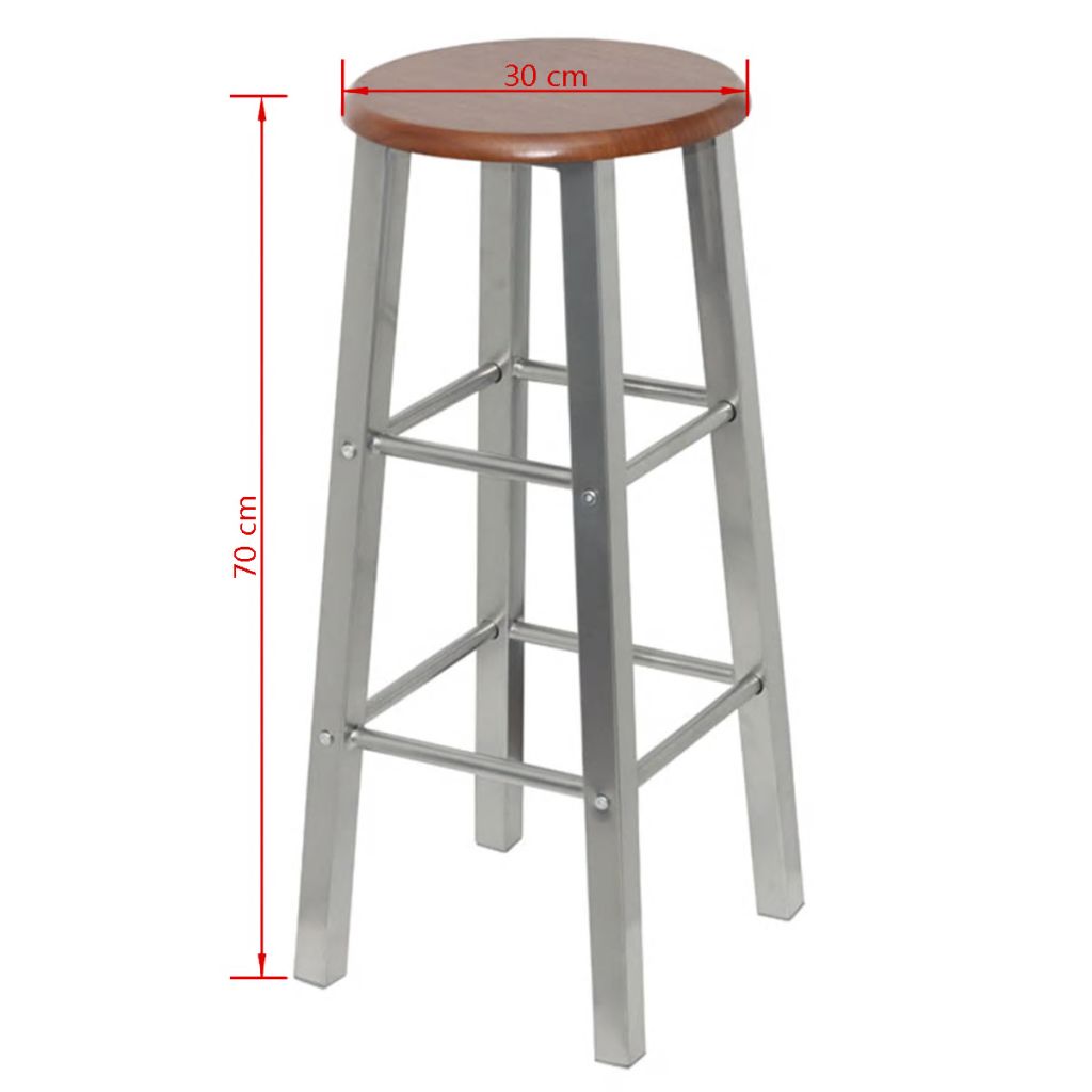 Lixada Bar Stools 2 pcs Metal with MDF Seat