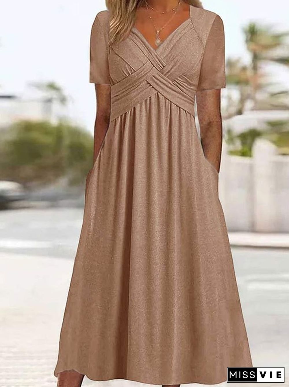 Plain Sweetheart Neckline Regular Fit Casual Dress