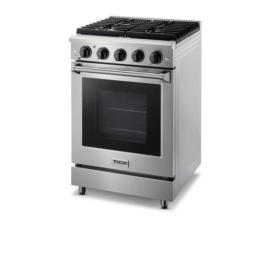 Thor Kitchen 24 in. 3.7 cu. ft. Gas Range with Convection in Stainless Steel LRG2401U