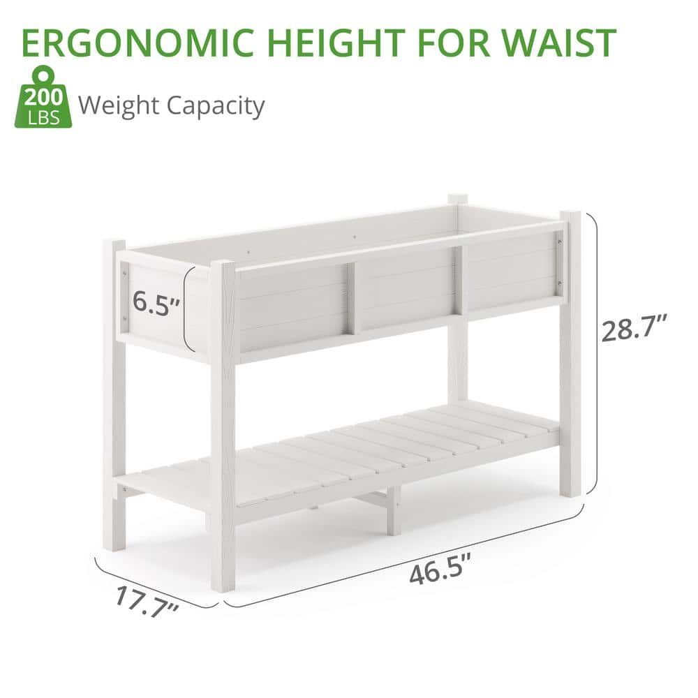 LUE BONA Raised Garden Bed， Elevated Wood Planter Box Stand for Backyard， Patio， Balcony-White DPTHD23002-1