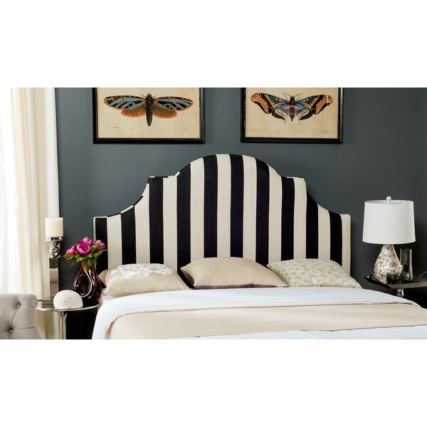 SAFAVIEH Hallmar Black/ White Stripe Upholstered Arched Headboard (King) - - 11098732