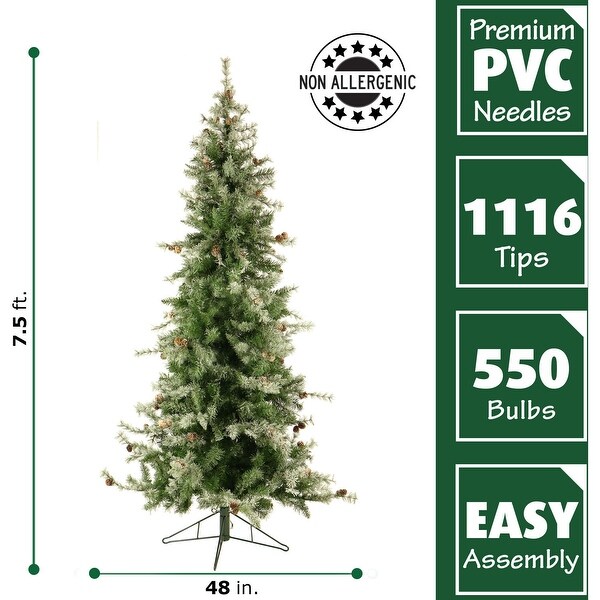 Fraser Hill Farm 7.5 Ft. Buffalo Fir Slim Artificial Christmas Tree with Smart String Lighting