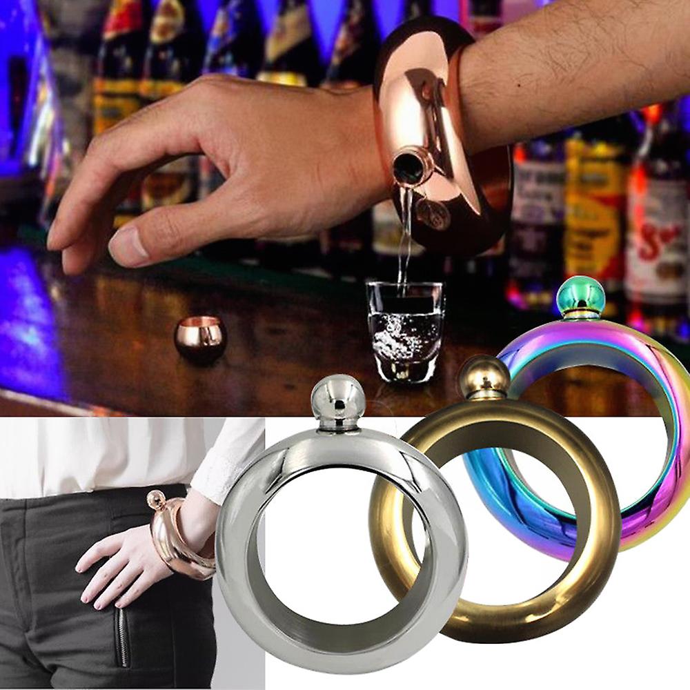 Portable Bracelet Flagon Stainless Steel Bangle Wine Pot Flask Alcohol Liquor Whisky Hip Festival Jewelry