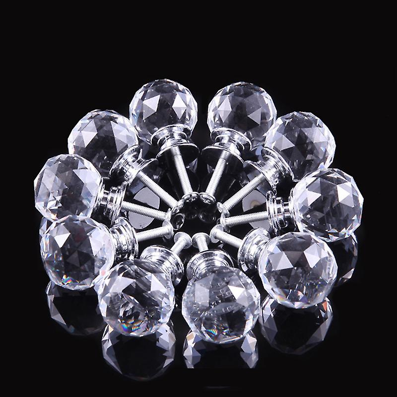 Clear Crystal Diamond Glass Door Knobs Cupboard Drawer Furniture Handle Cabinet