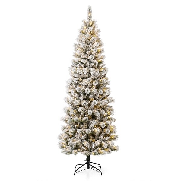 Glitzhome 11ft PreLit Flocked Multicolor Artificial Christmas Tree with Remote Controller