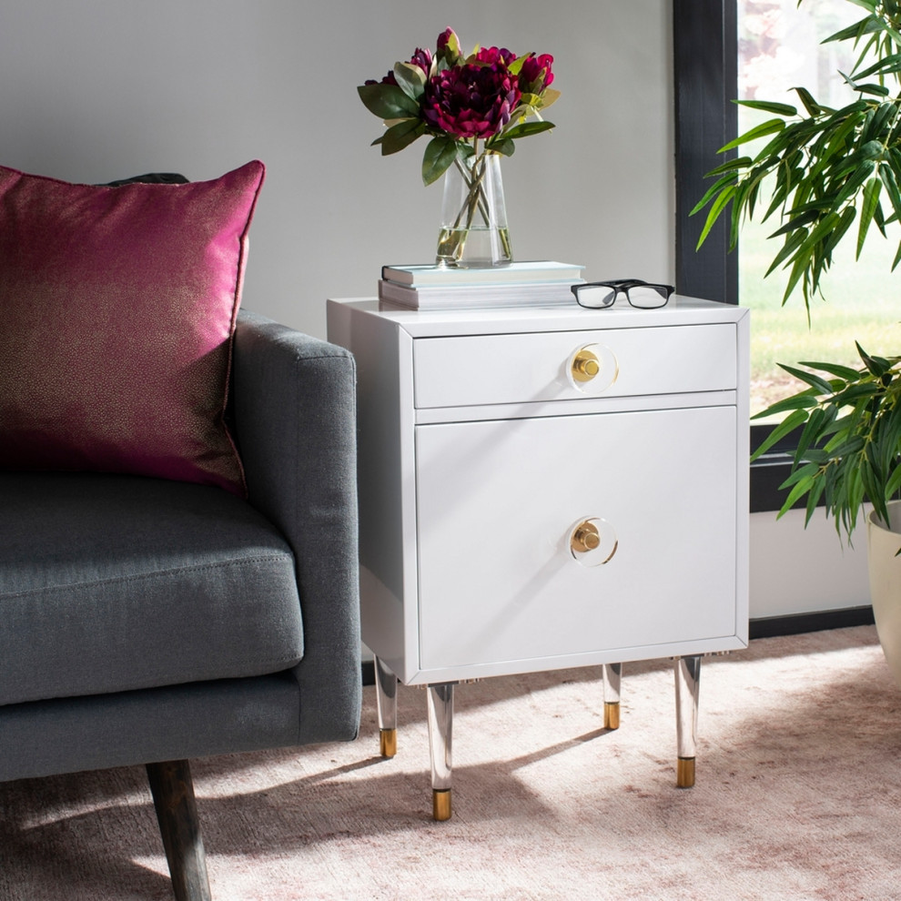 Boden 2 Drawer Side Table White / Gold   Modern   Side Tables And End Tables   by Virgil Stanis Design  Houzz