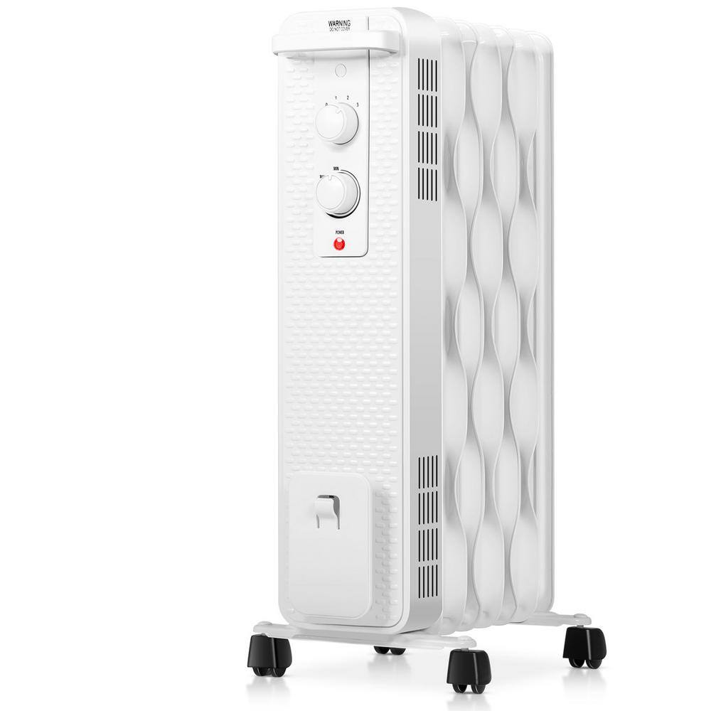 Gymax 1500-Watt Electric Oil Filled Radiator Space Heater with 3 Heating Modes White GYM06344