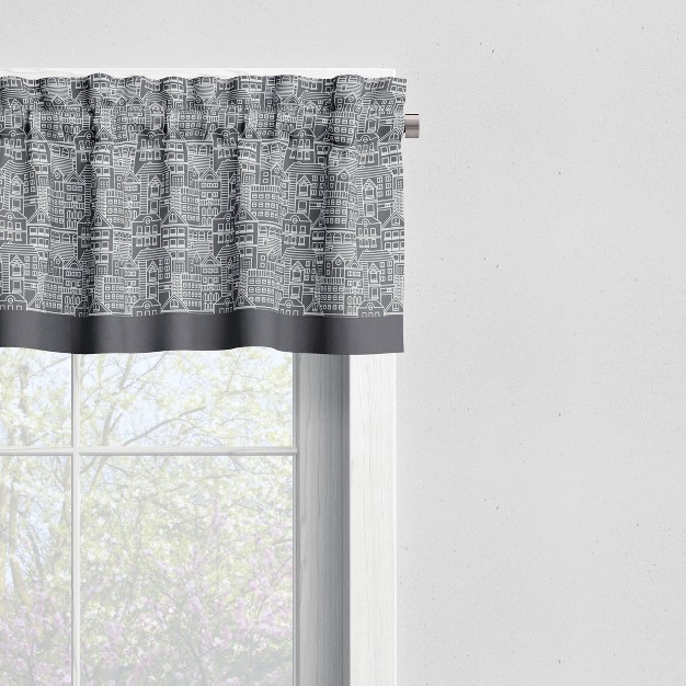 Bacati Cityscape White gray Window Valance