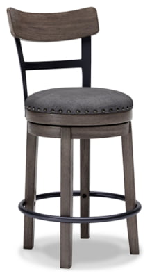 Signature Design by Ashley Caitbrook 24 Farmhouse Counter Height Upholstered Swivel Barstool， Gray