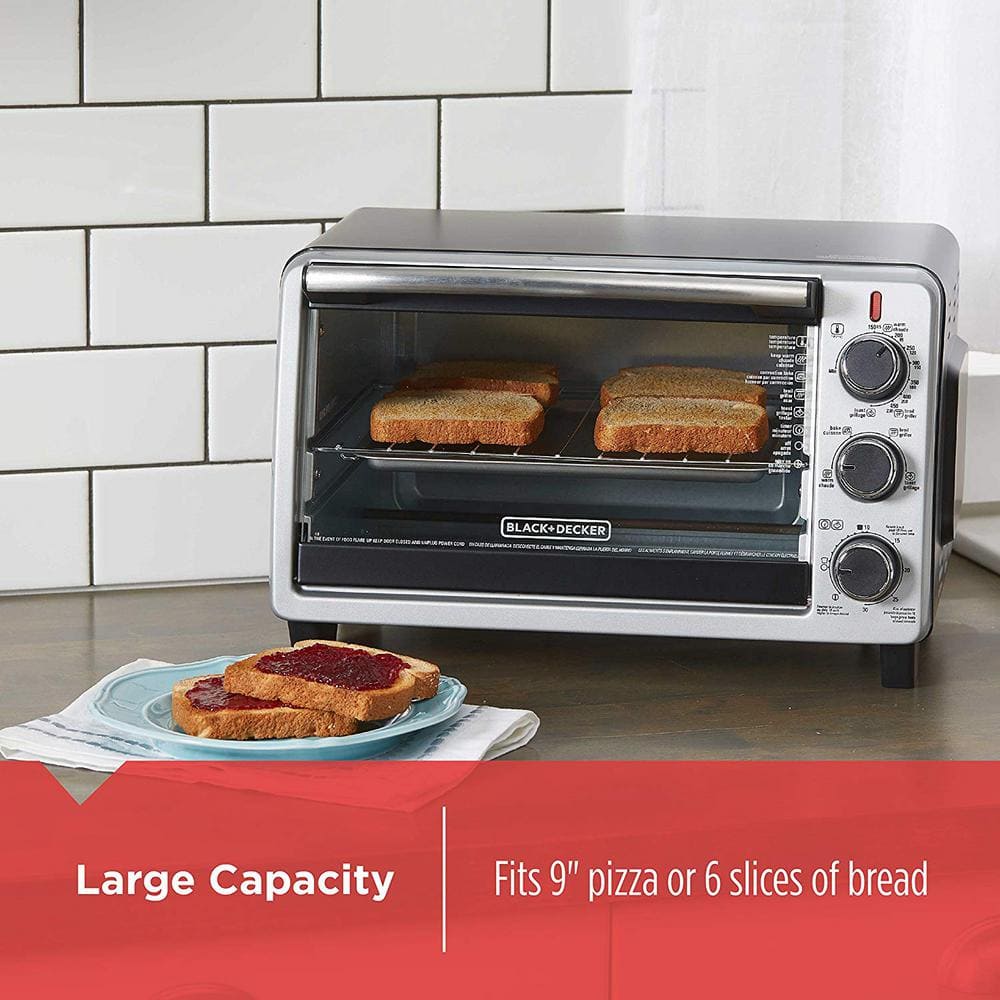 BLACK+DECKER 6-Slice Toaster Oven in Black TO1950SBD