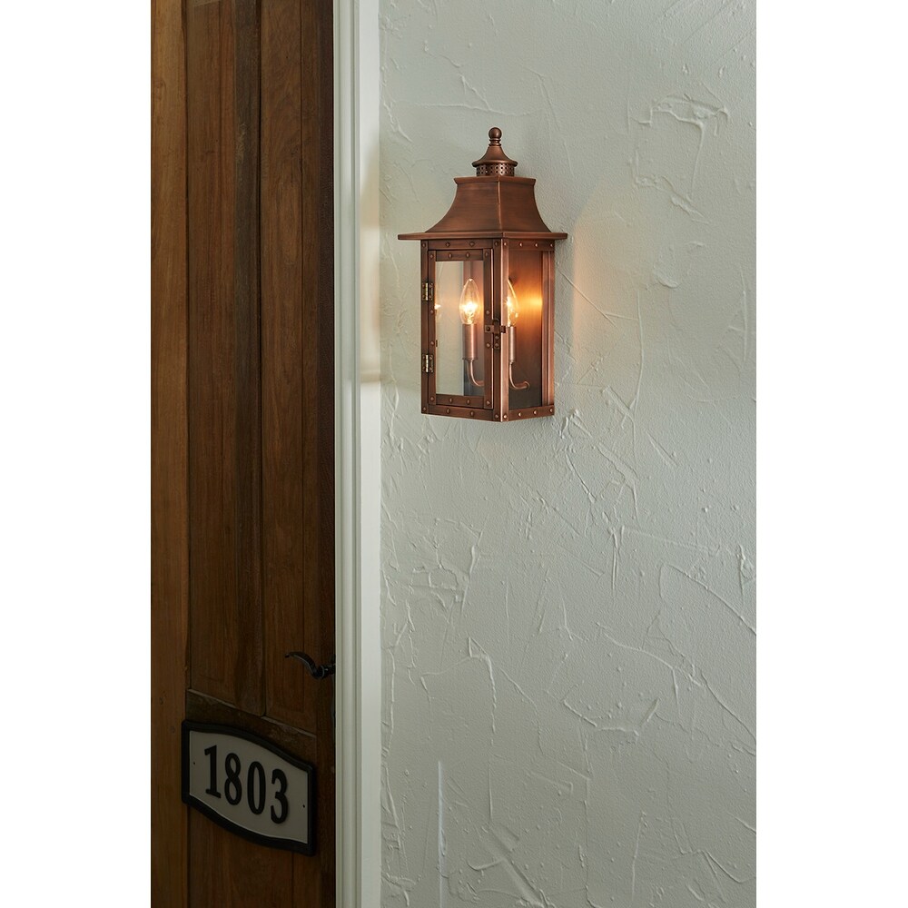 St. Charles 2 light Copper Patina Outdoor Wall Mount