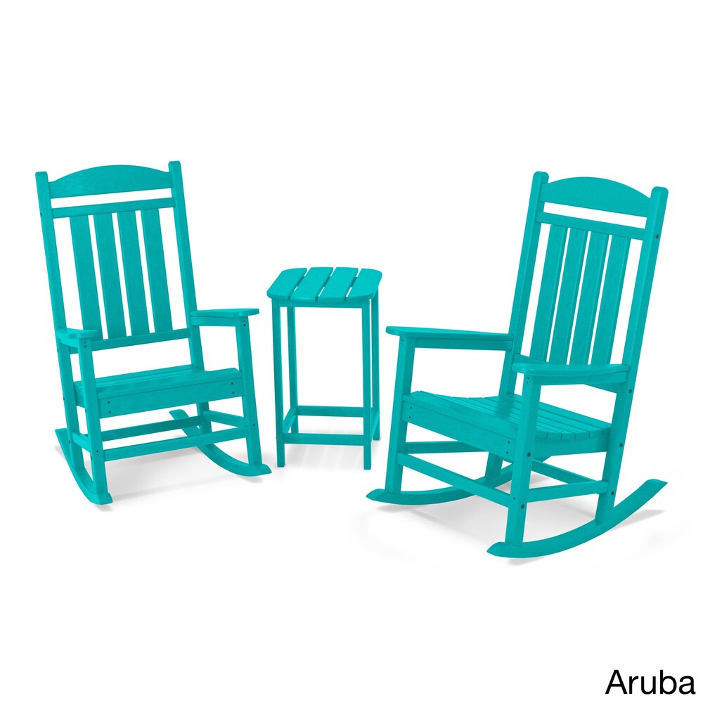 POLYWOOD Presidential 3 piece Outdoor Rocking Chair Set with Table