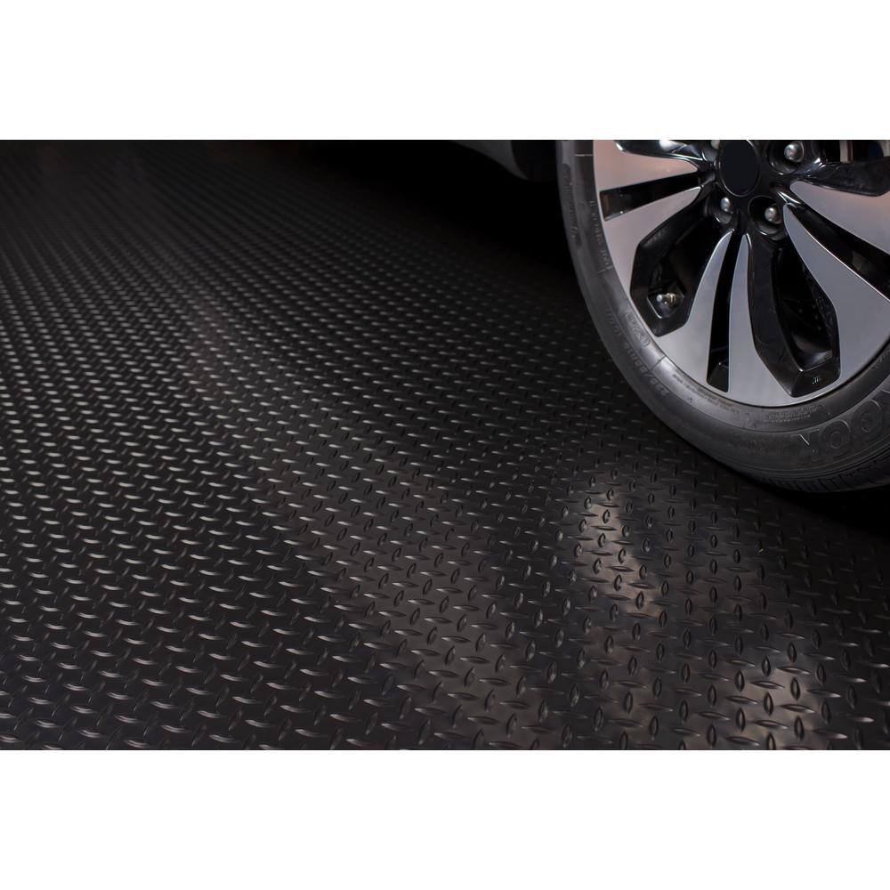 G-Floor Diamond Tread 7.5 ft. x 17 ft. Midnight Black Commercial Grade Vinyl Garage Flooring Cover and Protector GF75DT717MB