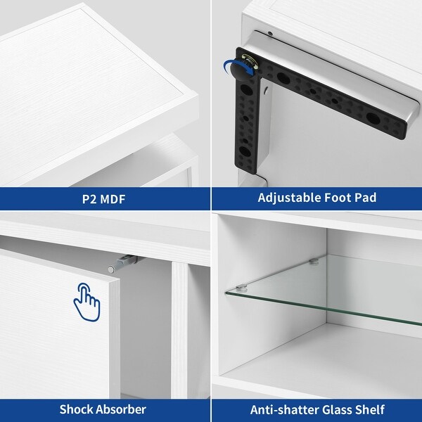 Modern LED Entertainment Center TV Stand Media Console with Power Outlets USB Port