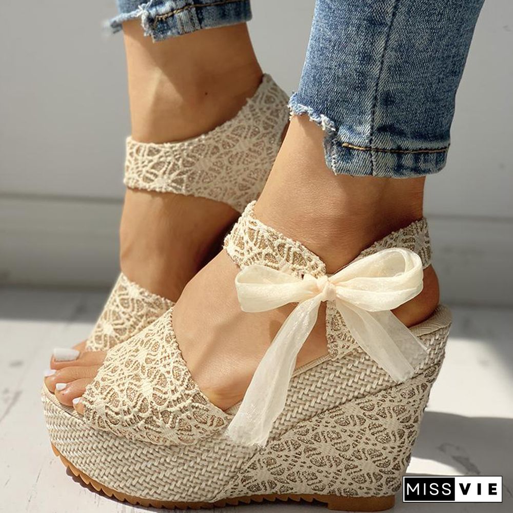 INS Hot Lace Leisure Women Wedges Heeled Women Shoes Summer Sandals Party Platform High Heels Shoes Woman