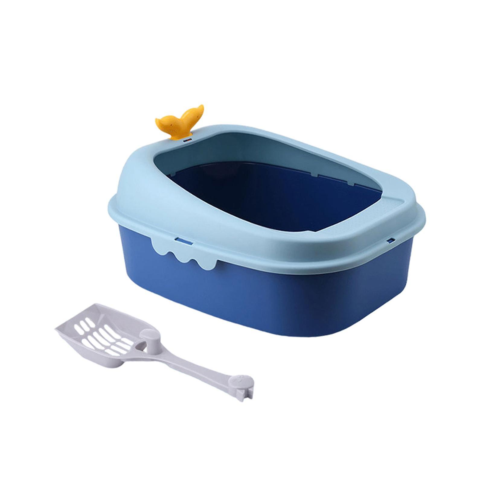 Kitten Toilet Open Top Pet Litter Tray Kitty Litter Pan For Cats Dog Kittens Blue S