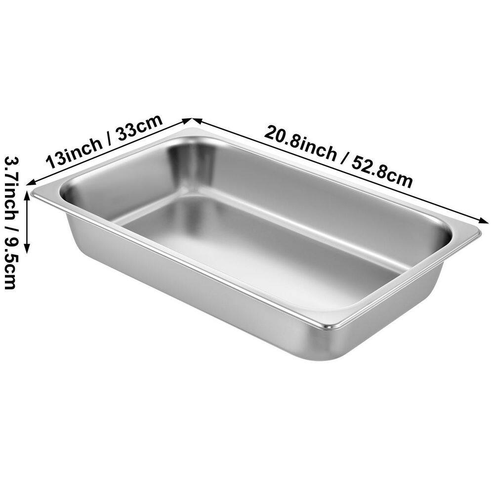 VEVOR 13.7 qt. Stainless Steel Steam Table Pans Full Size 20.9 x 12.8 x 3.9 in. Roasting Pans Hotel Pan for Broiling (6-Pack) CP20X12X4YCTZ6001V0