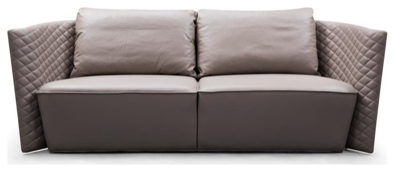 Julianna Loveseat  Mocha Top Grain Leather With Brown Oak Back.   Transitional   Loveseats   by Peachtree Fine Furniture  Houzz