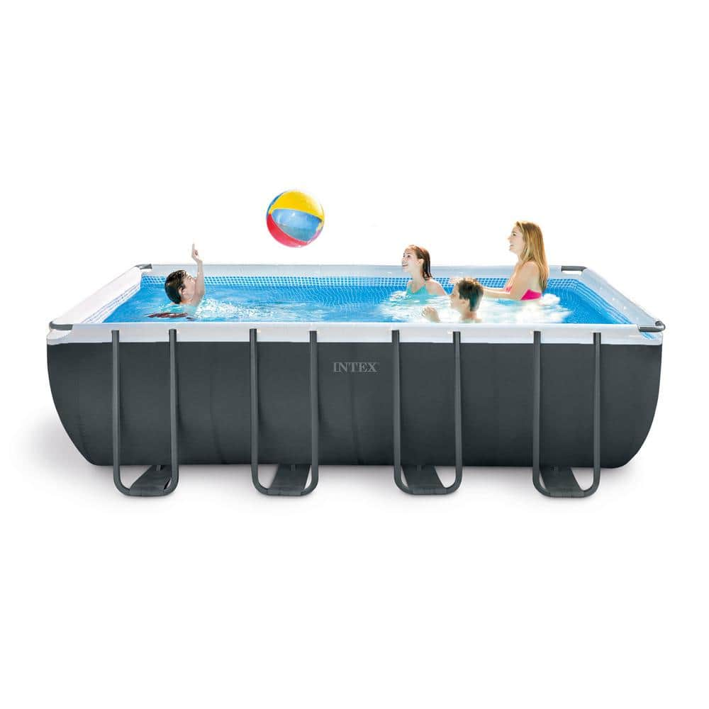 INTEX 18 ft. x 9 ft. x 53 in. Rectangular Above Ground Pool with Cover, Cooler, and Float (2-Pack) 26355EH + 29026E + 58821EP + 2 x 58868EP