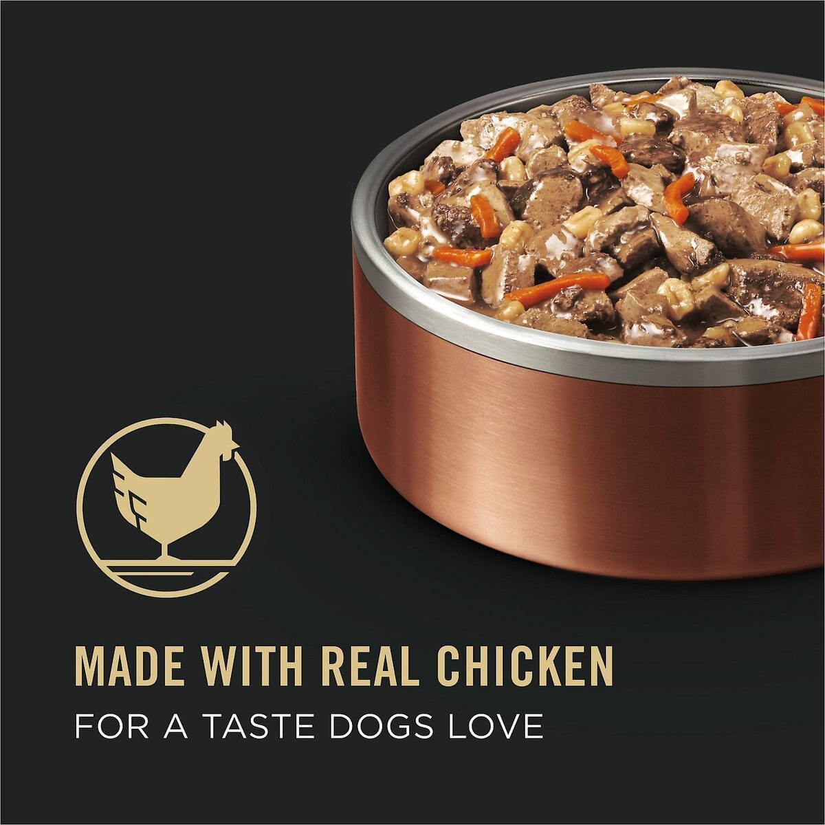 Purina Pro Plan Adult Seared Chicken， Julienne Carrots and Barley Entree in Gravy Canned Dog Food