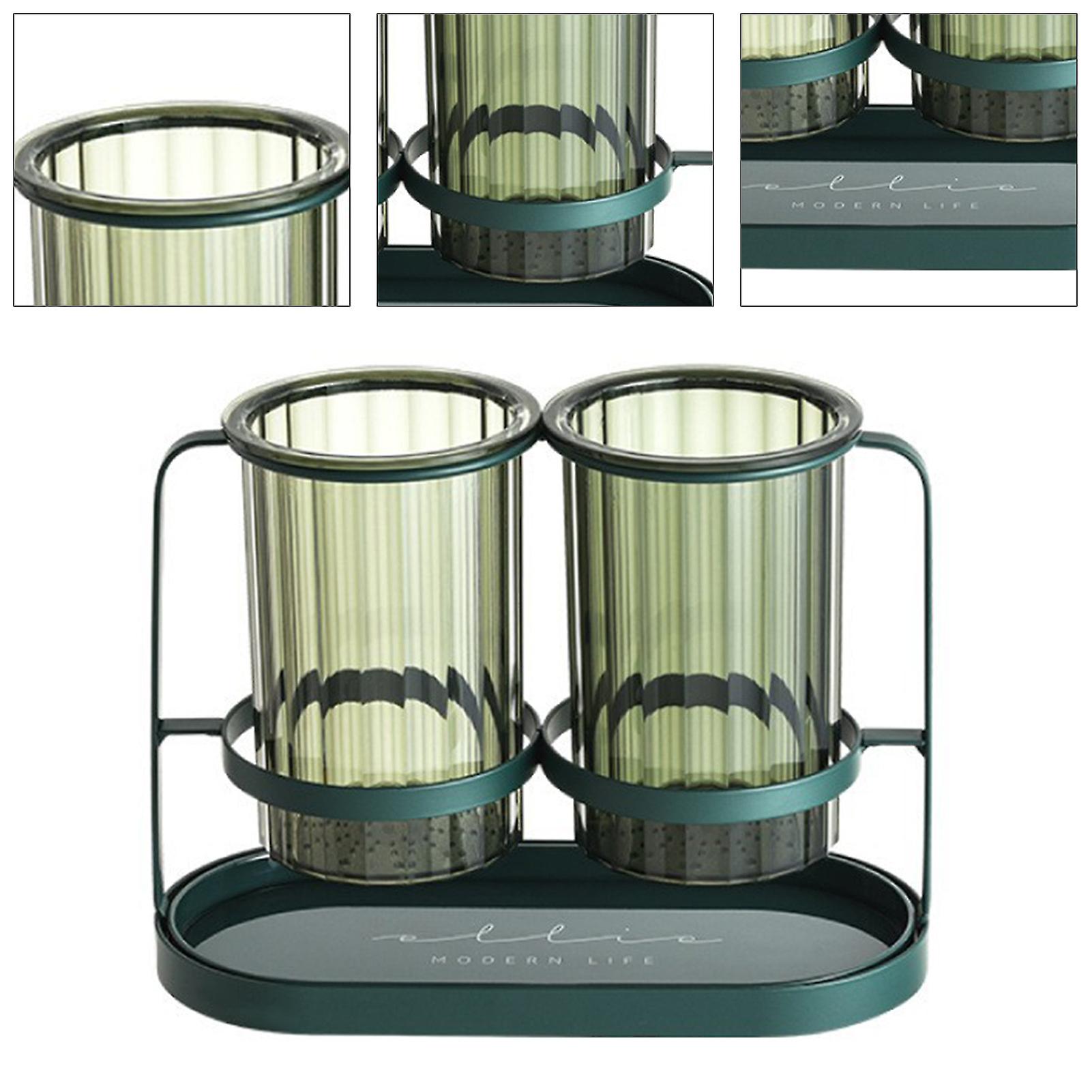 Chopsticks Drying Holder Iron PET Transparent Chopsticks Drying Caddy for Spoons Kitchen Green