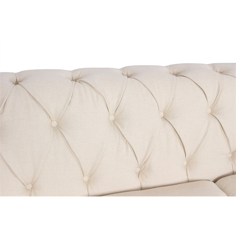 Home Square 3 Piece Living Room Set with Loveseat and Two Accent Chairs in Cream   Traditional   Living Room Furniture Sets   by Homesquare  Houzz