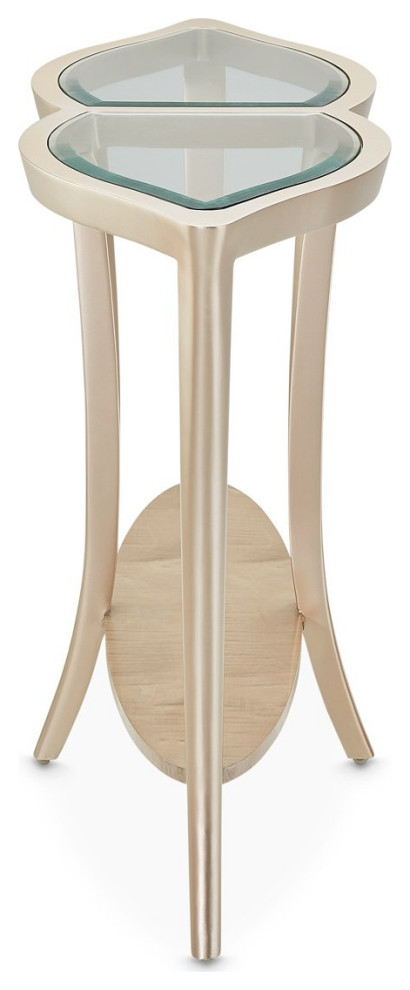 Aico Amini Malibu Crest Console Table w Glass in Chardonnay   Contemporary   Console Tables   by AMOC  Houzz