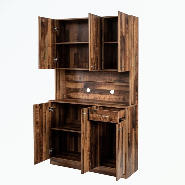 Wardrobe with 6-Doors， 1-Open Shelves and 1-Drawer - - 37065678