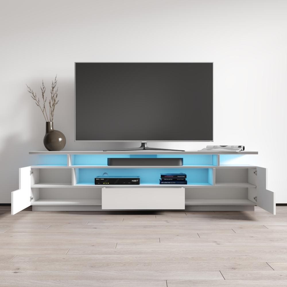 Strick   Bolton Sparkes 77 inch High Gloss TV Stand with LED Lights