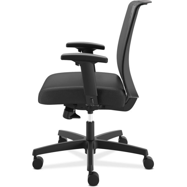 HON Convergence Mid-Back Task Chair， Synchro-Tilt and Seat Glide， Supports Up to 275 lb， Black