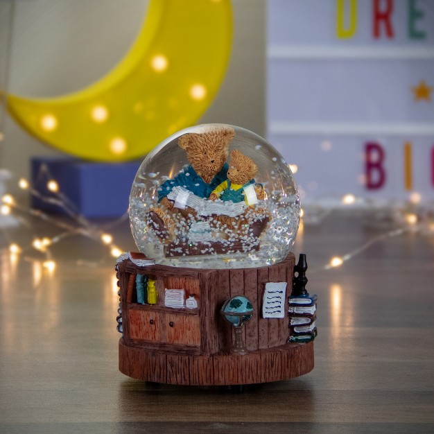 Musical Reading Teddy Bears Snow Globe