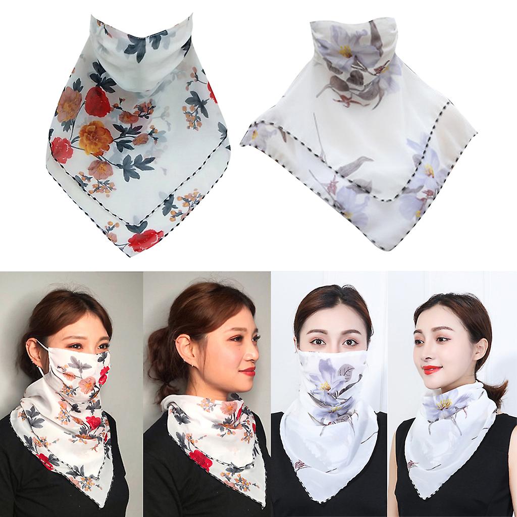 2x Ladies Half Face Mask Scarf Mouth Cover Summer  Lightweight Silky