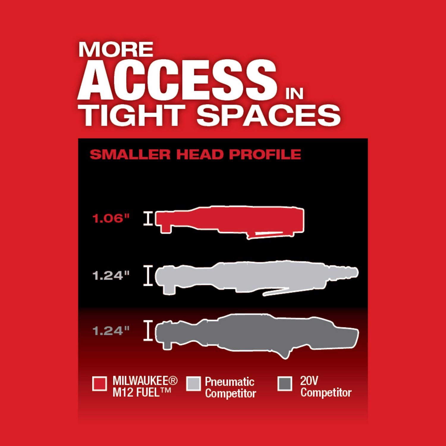 MW M12 FUEL 12 V 1/2 in. Brushless Cordless Ratchet Tool Only