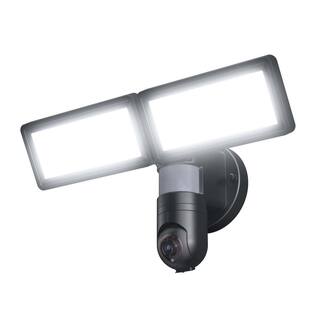 BAZZ SMART HOME Black Wi-Fi Outdoor Waterproof Integrated LED Security Light with HD 1080p Camera WF21200BK