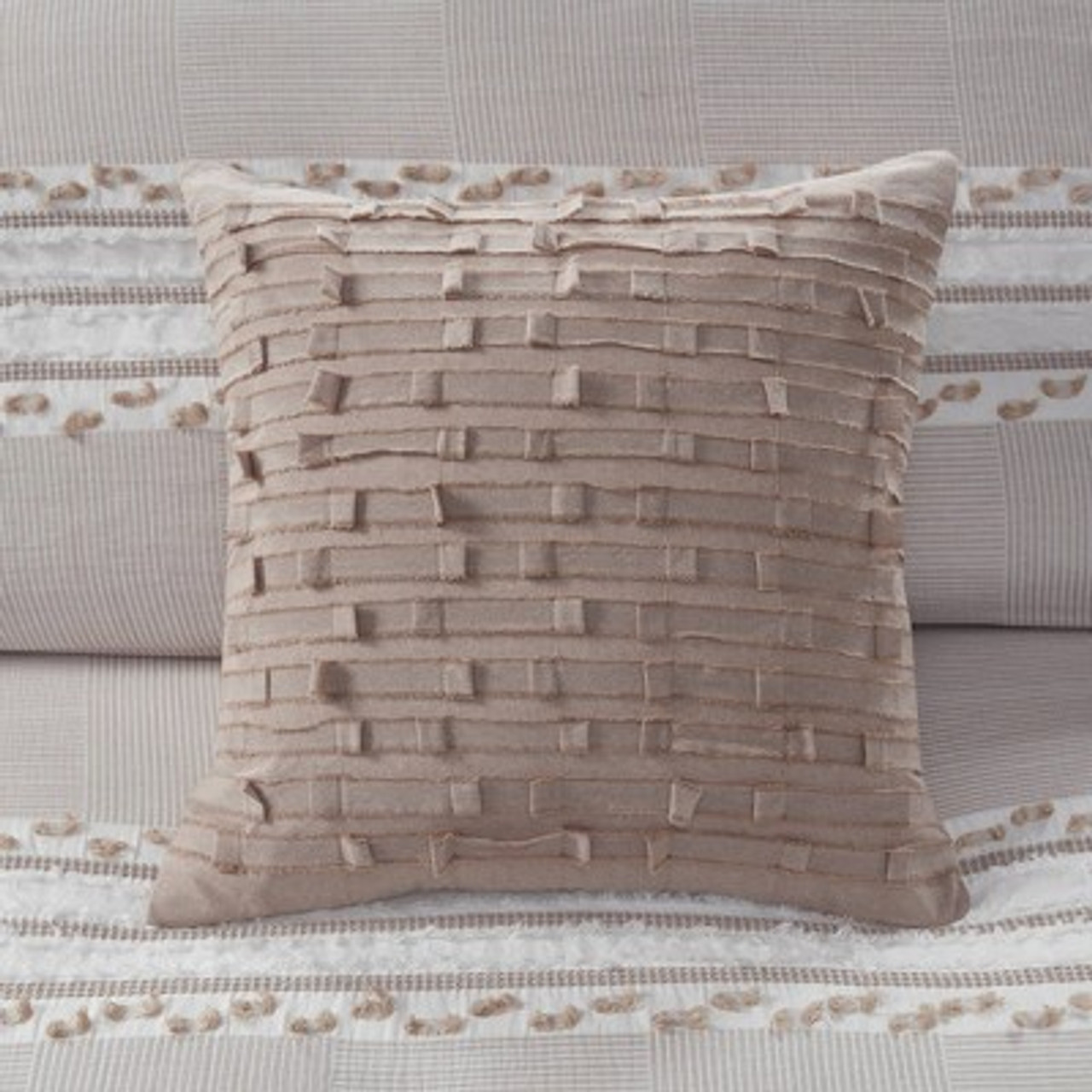 20x20 Oversize Kerala Cotton Square Throw Pillow Taupe - Ink+Ivy