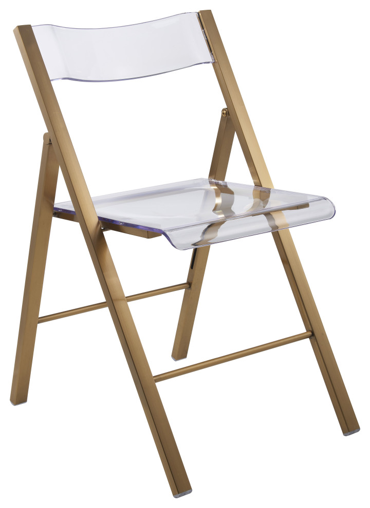 LeisureMod Menno Acrylic Folding Chair With Stainless Steel Frame   Contemporary   Folding Chairs And Stools   by LeisureMod  Houzz