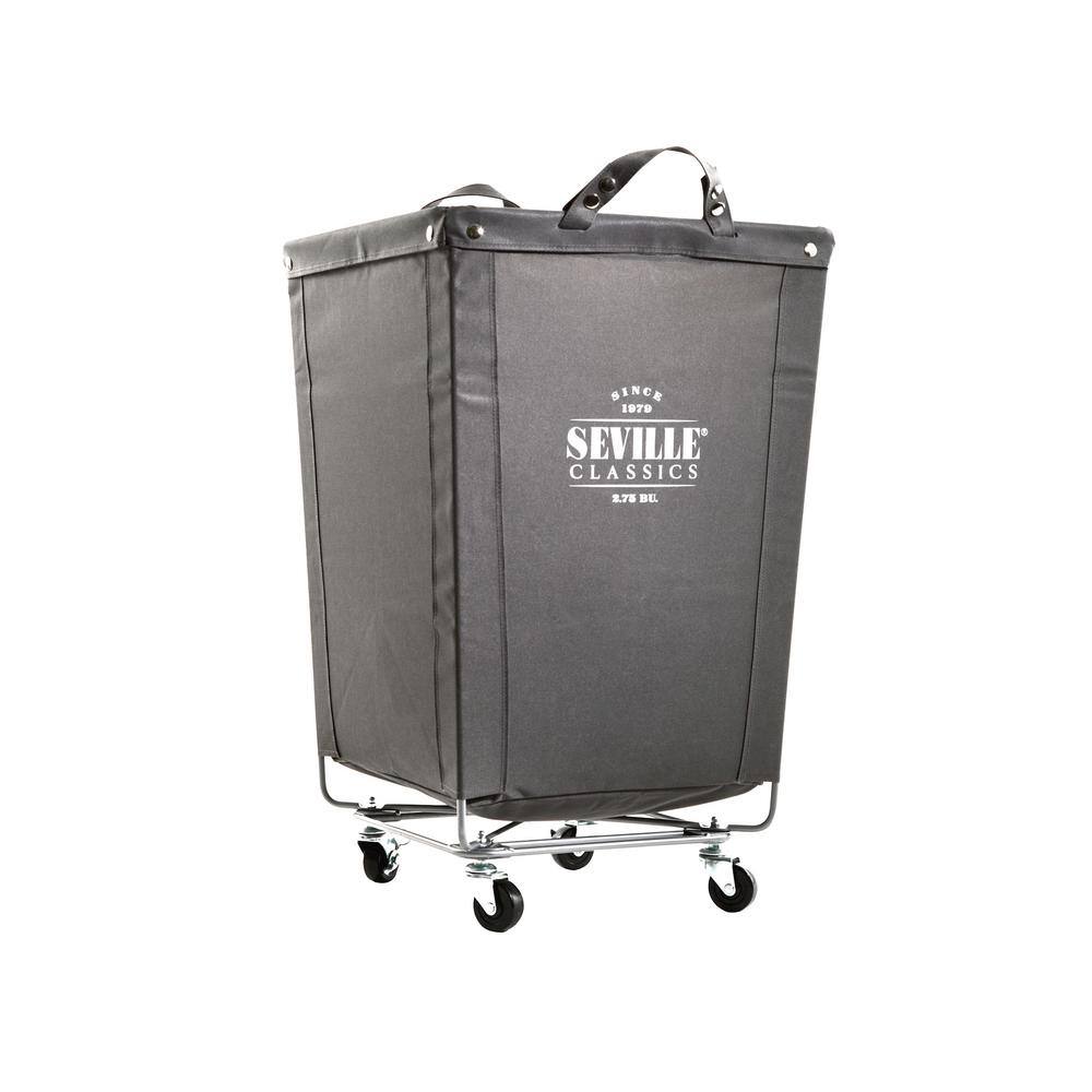 Seville Classics Gray Commercial Canvas Laundry Hamper Cart with Wheels WEB598