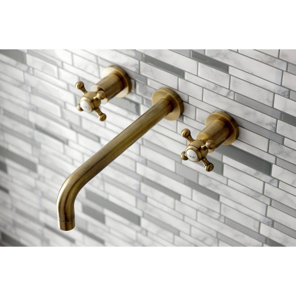 Kingston Brass Metropolitan 2-Handle Wall Mount Tub Faucet in Antique Brass (Valve Included) HKS8023BX