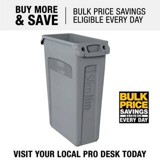 Rubbermaid Commercial Products Slim Jim 23 Gal. Gray Vented Trash Can 2001581