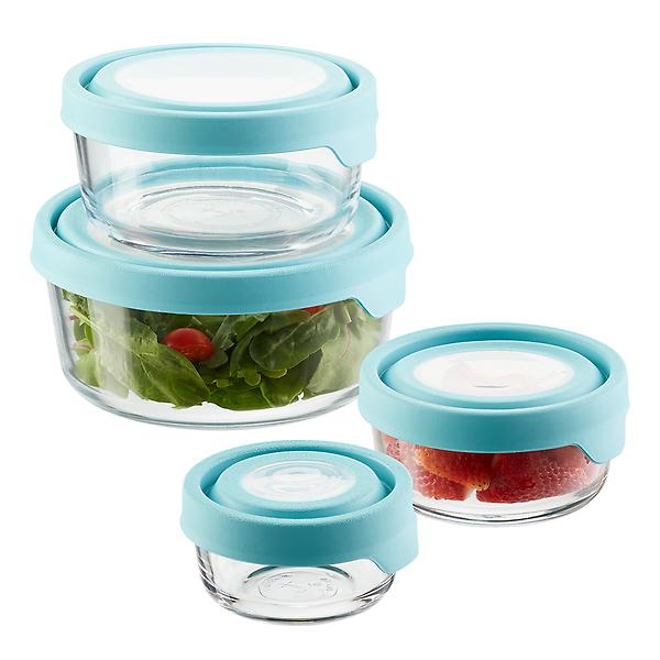 Anchor Hocking Glass TrueSeal Round Food Storage Containers with Blue Lids