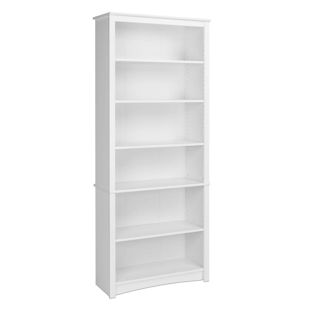 Prepac Home Office 31.5 in. in Wide White 6-Shelf Standard Bookcase WDL-3277-K