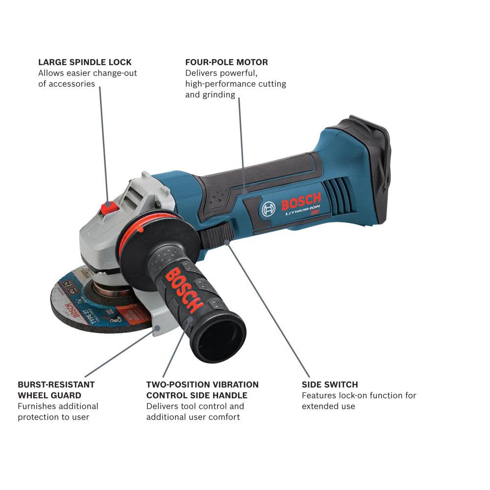 Bosch 18V 4-1/2 In. Angle Grinder (Bare Tool) GWS18V-45 from Bosch