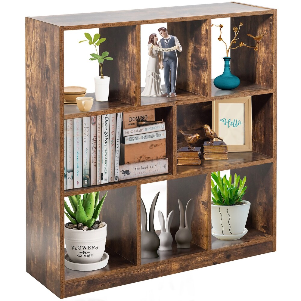 Industrial Wooden Bookcase Freestanding Bookshelf with Open Shelves