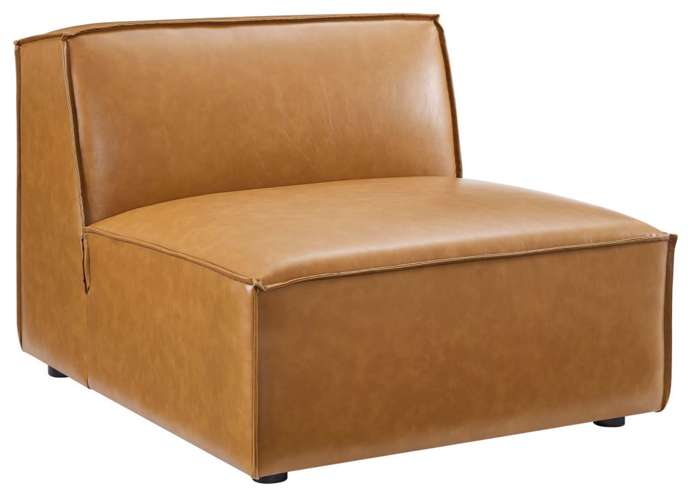 Restore 5 Piece Vegan Leather Sectional Sofa  Tan   Contemporary   Sectional Sofas   by Homesquare  Houzz