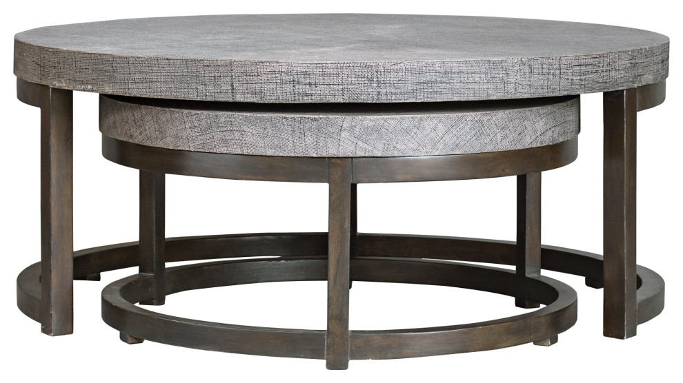 Uttermost Aiyara Gray Nesting Tables  Set of 2   Farmhouse   Coffee Table Sets   by Hudson Home Decor  Houzz