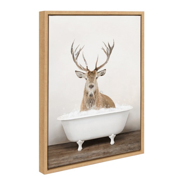 X 24 quot Sylvie Male Deer In Rustic Bath Framed Canvas By Amy Peterson Natural Kate amp Laurel All Things Decor