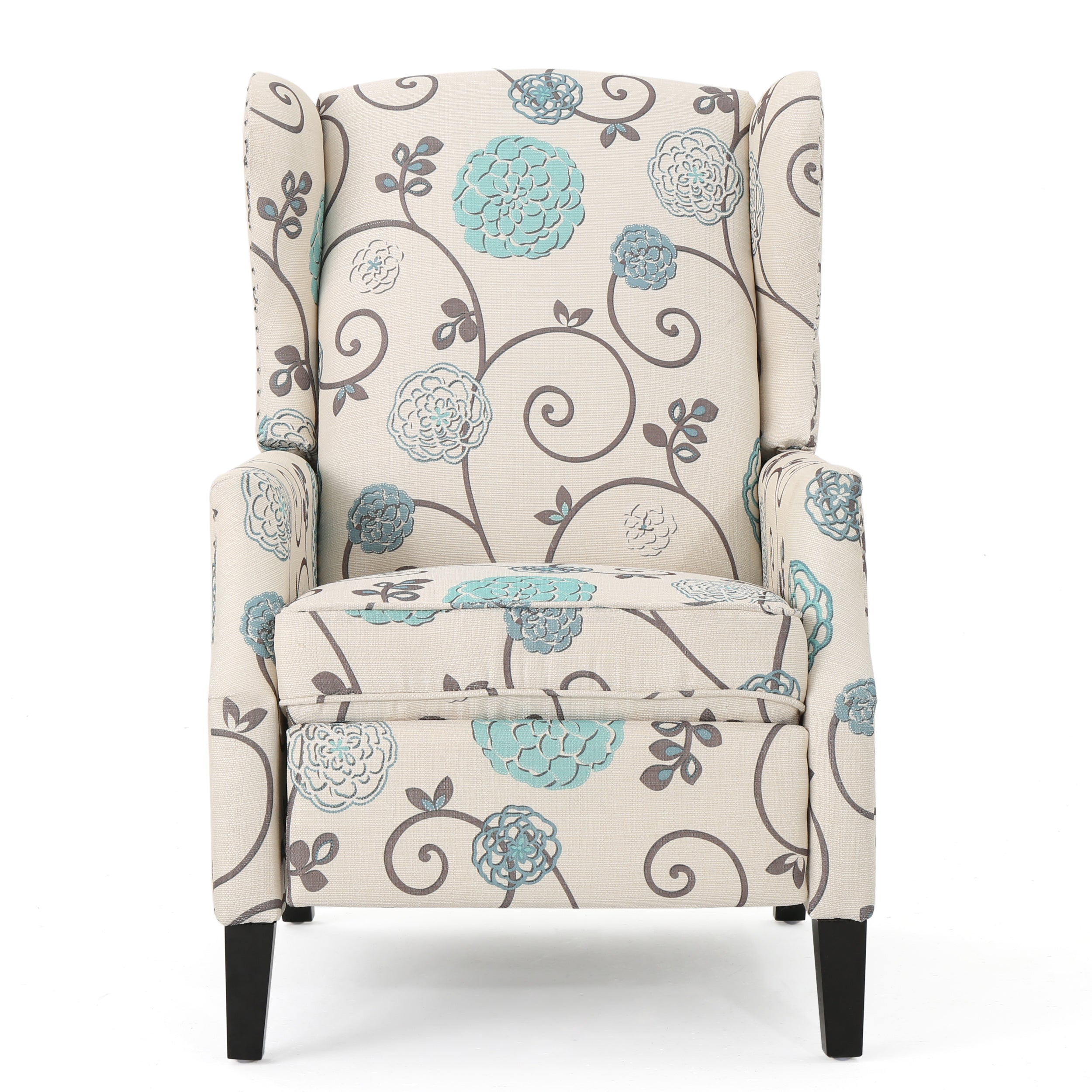 Weyland Floral Fabric Wingback Recliner