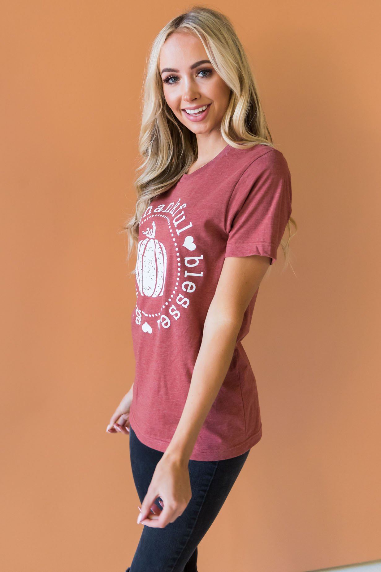 Grateful Thankful Blessed Modest Tee