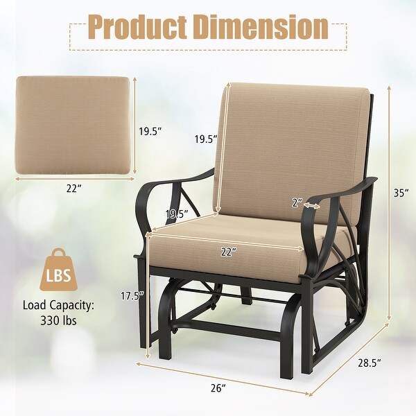 Costway Patio Rocking Chair with Cushion HeavyDuty Metal Frame Smooth