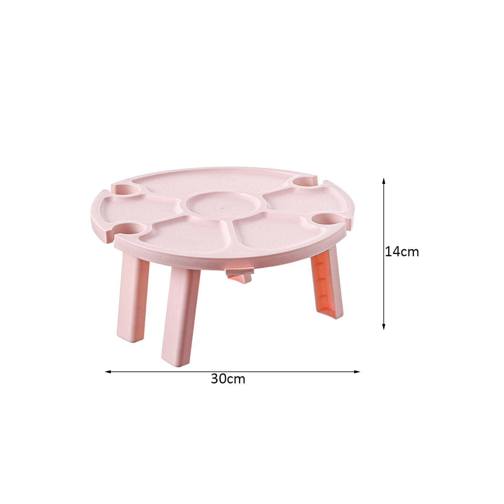 Catinbow Folding Picnic Table， Outdoor Wine Table Folding Picnic Desk， White Pink Portable Small Picnic Desk， Round Wine Glass Rack Cheese Holder Tray for Camping